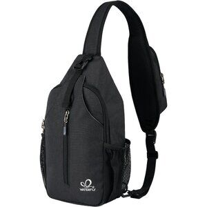 Men Rfid-black Crossbody Sling Backpack Sling Bag Travel Hiking Chest Daypack
